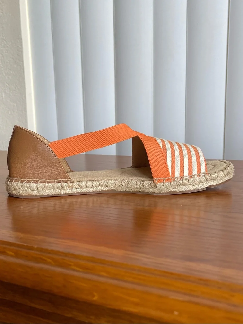 Talbots Illysa Espadrille Sandals Orange Cream Striped Size 7.5